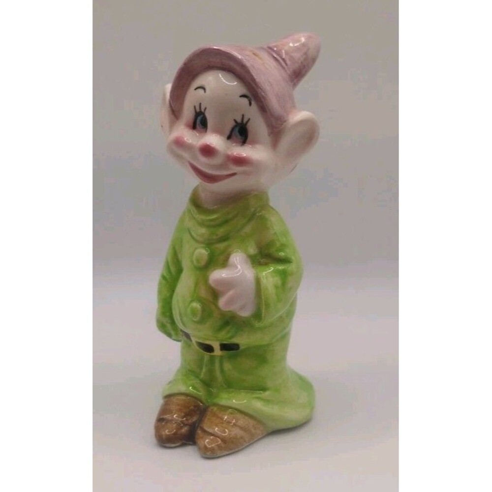 Vintage Walt Disney Snow White Dopey 7 Dwarves Enesco Ceramic Figurine 4.75"